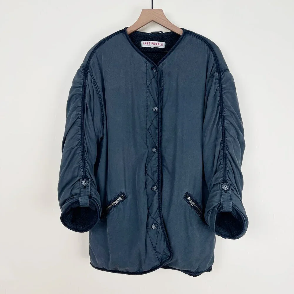 Free People Reversible Ivy Jacket Coat Shearling Oversized Slouchy Fall Winter - Picture 5 of 16
